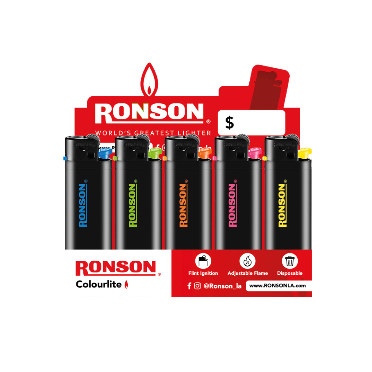 Encendedor Ronson Colourlite Black (Ecuador)