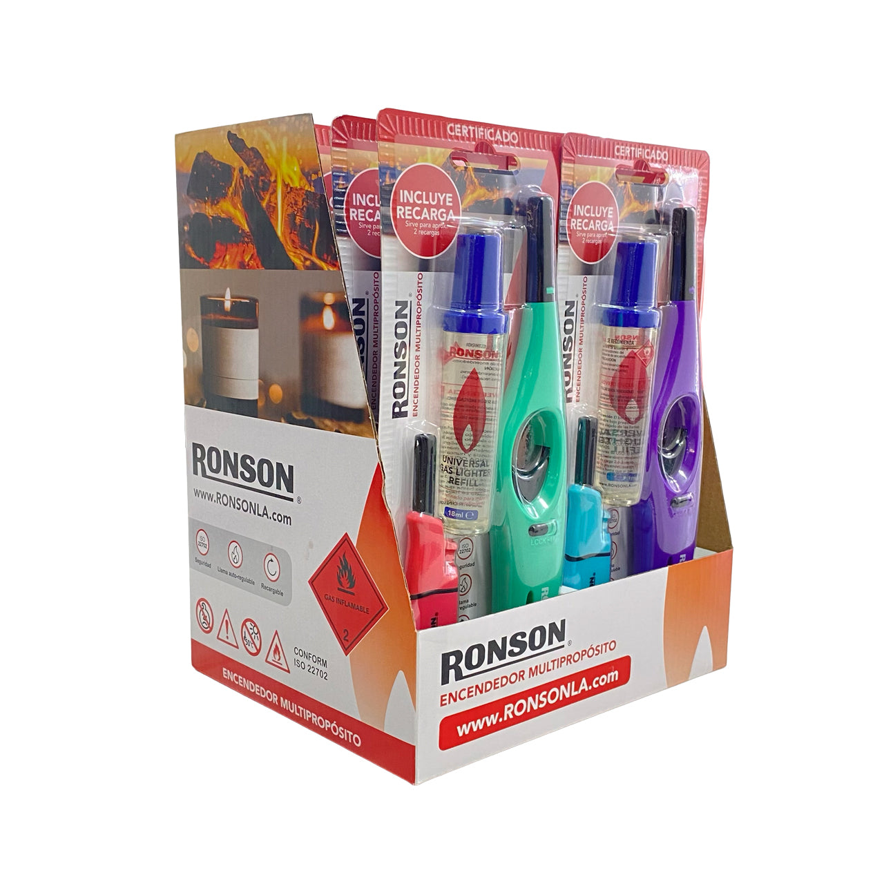 Pack Ronson Tubo Corto Negro + Peque + Gas